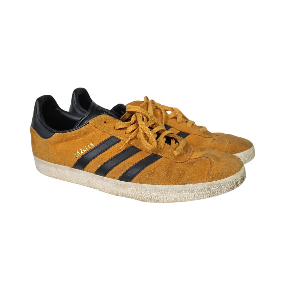 Adidas Gazelle Golden Yellow Suede Black Stripe Sneakers Men's US 11